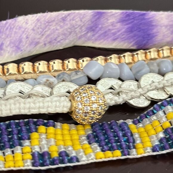 Victoria Emerson Boho Cuff Bracelet – Purple Multi-Strand Unisex Gift - Picture 5 of 8